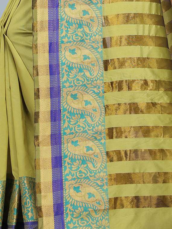 paisley zari border saree with blouse - 16309784 -  Standard Image - 1