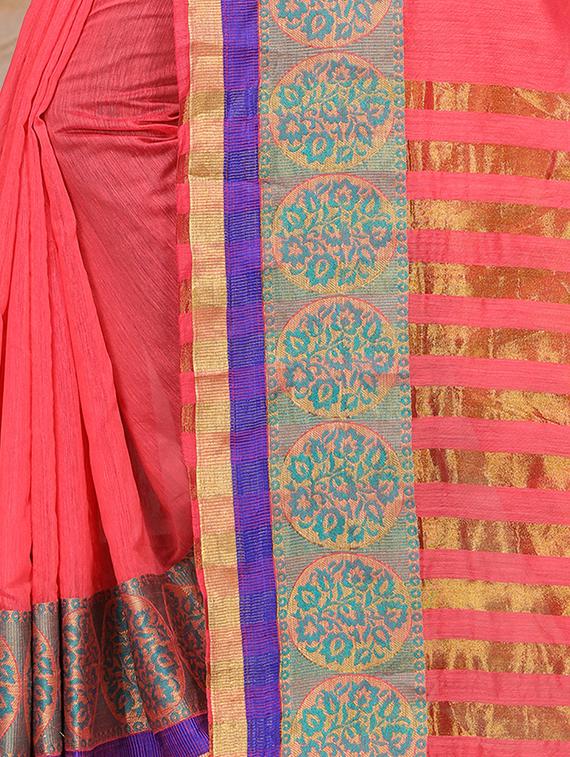 floral zari border saree with blouse - 16309788 -  Standard Image - 1