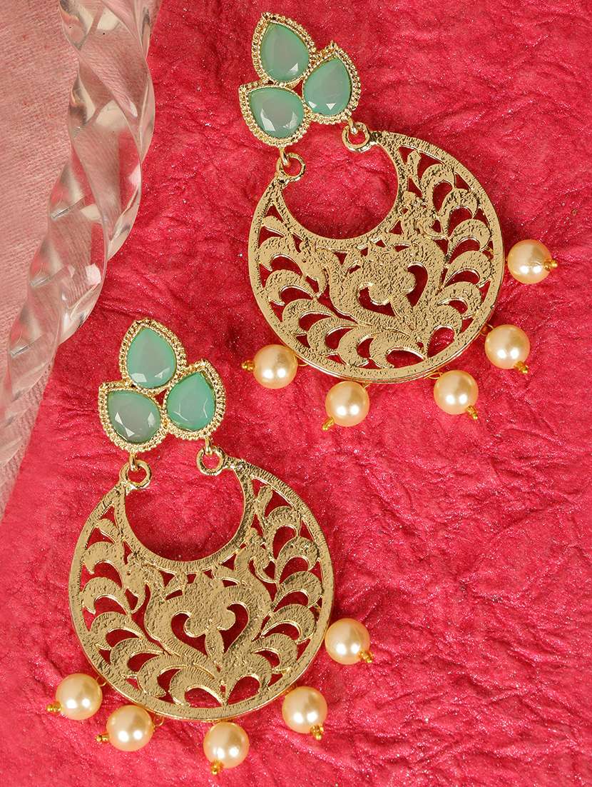 green brass  earring