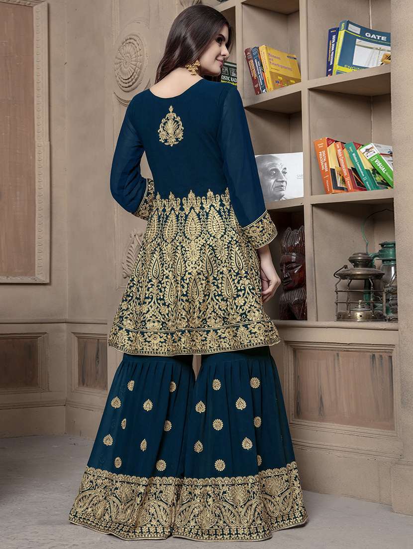 Buy online Embroidered Semi-stitched Sharara Suit from Suits