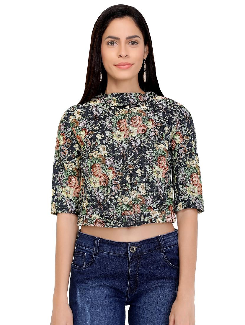 mock neck floral top - 16311604 - Zoom Image - 0