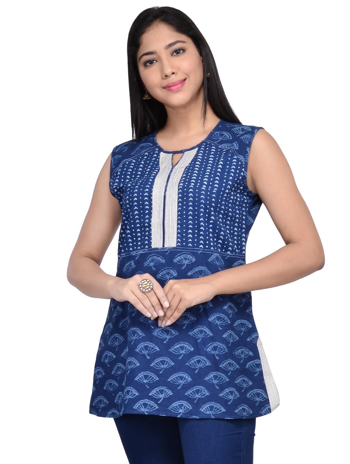keyhole front side slit tunic - 16312108 -  Standard Image - 1