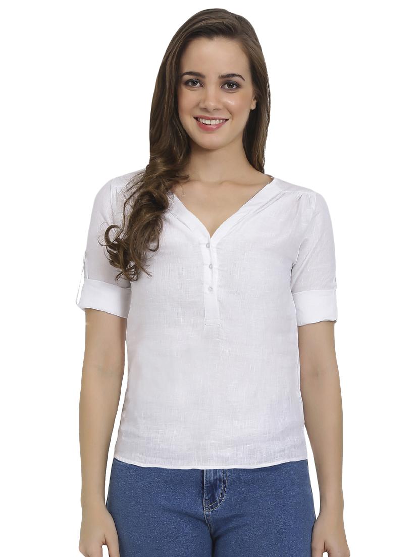 women's straight v neck top - 16312632 -  Zoom Image - 0