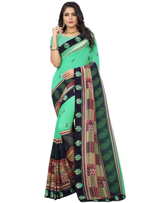 women's paisley green colored saree with blouse - 16313471 - Standard Image - 0