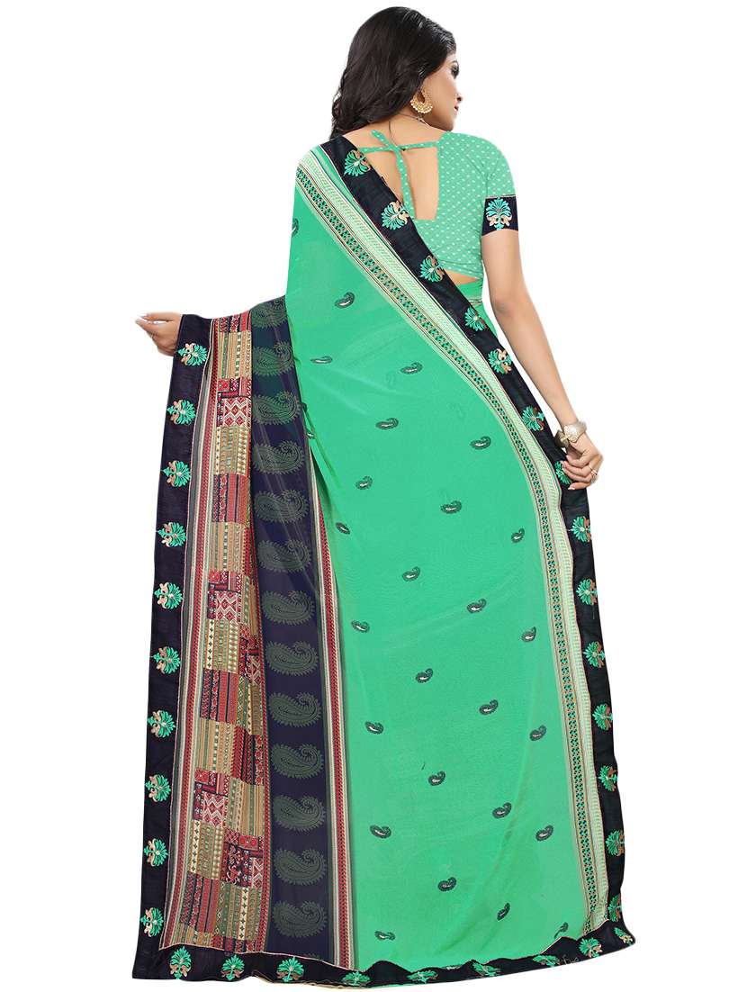 women's paisley green colored saree with blouse - 16313471 -  Standard Image - 1