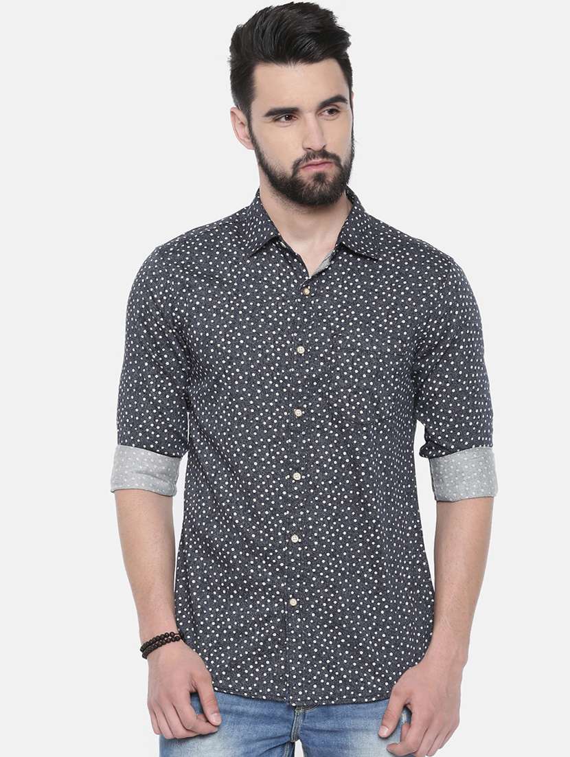 grey polka dot casual shirt