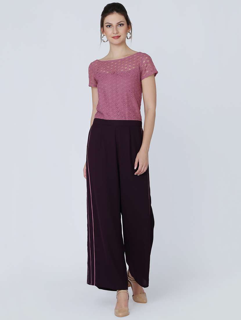 color block laced full leg jumpsuit