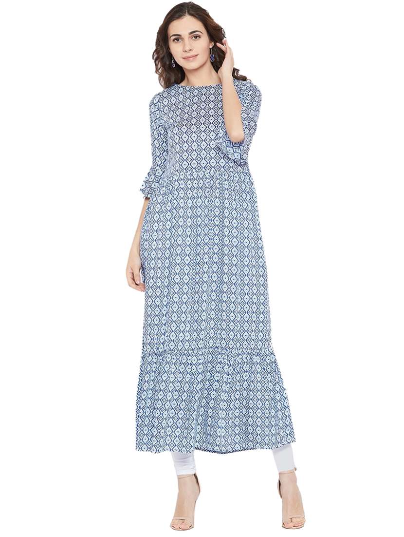 printed tiered ruffle kurta