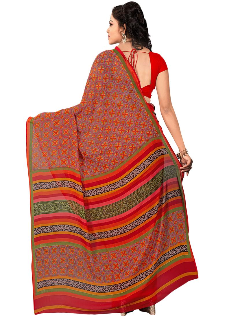 floral printed saree with blouse - 16315271 - Standard Image - 1