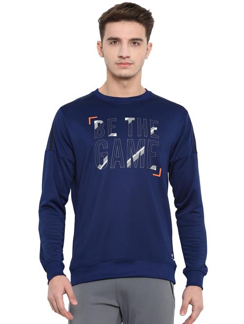navy blue typographic chest printed sweatshirt - 16316400 -  Standard Image - 0