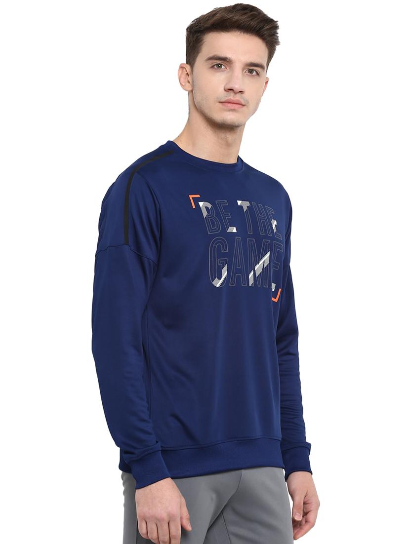 navy blue typographic chest printed sweatshirt - 16316400 -  Standard Image - 1