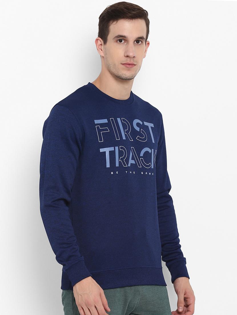 navy blue chest printed sweatshirt - 16316420 -  Standard Image - 1