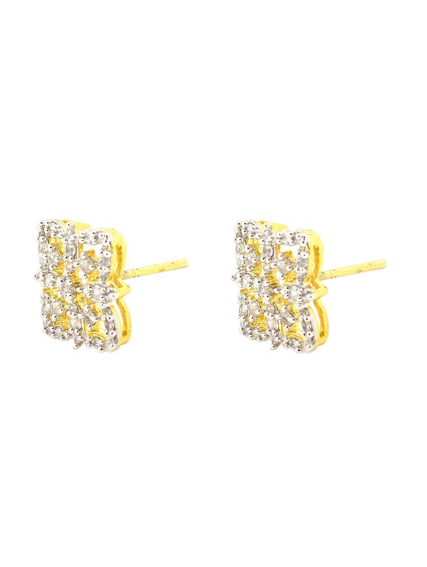 white brass studs earring - 16317360 - Standard Image - 1