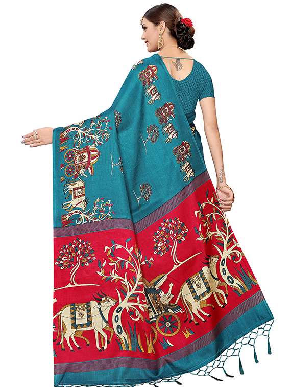 kalamkari printed saree with blouse - 16319206 - Standard Image - 1