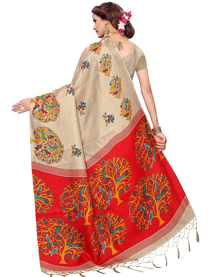kalamkari printed saree with blouse - 16319212 - Standard Image - 1