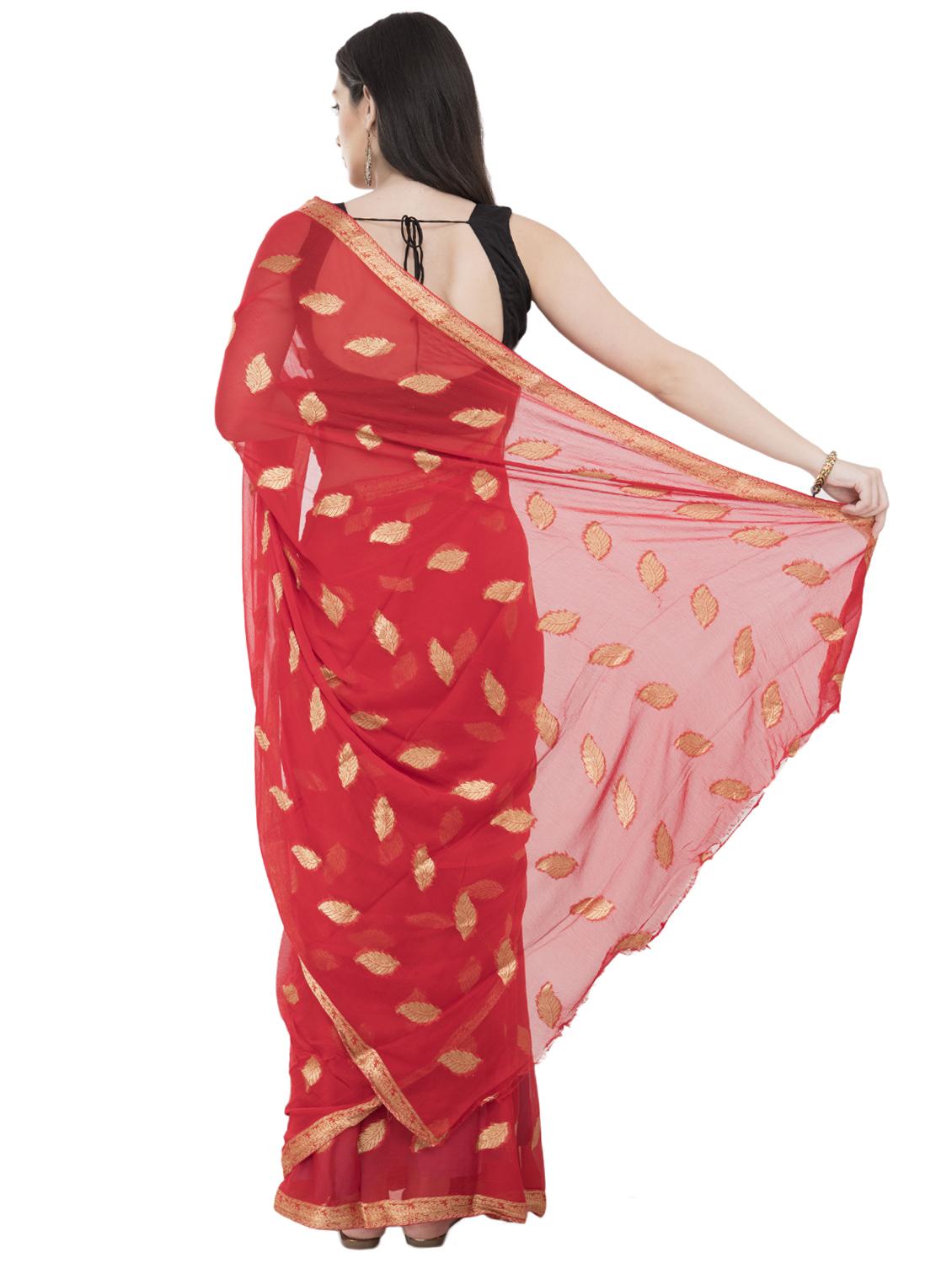 ethnic zari motifs woven saree with blouse - 16319517 - Standard Image - 1
