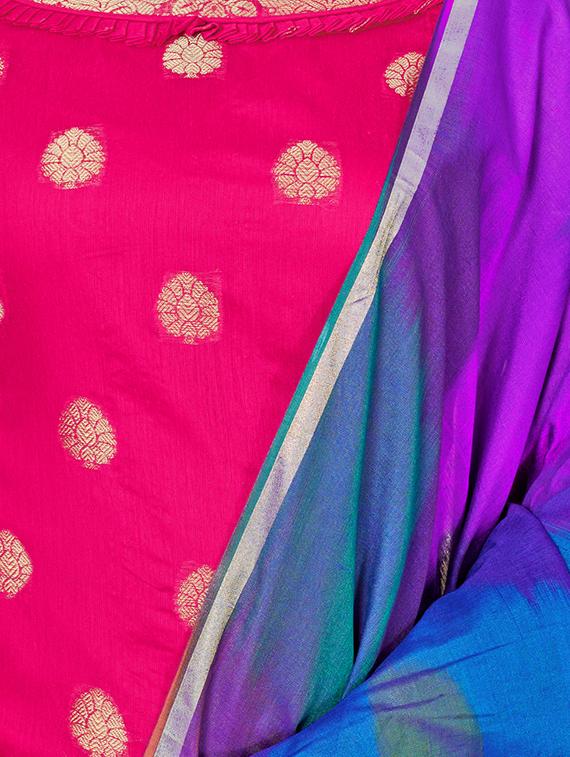 zari motifs unstitched churidaar suit - 16319779 -  Standard Image - 1