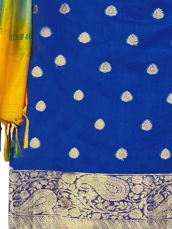 zari motifs unstitched churidaar suit - 16319783 - Standard Image - 1
