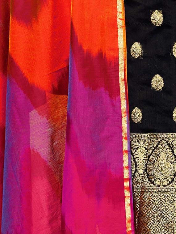 zari motifs unstitched churidaar suit - 16319785 - Standard Image - 1