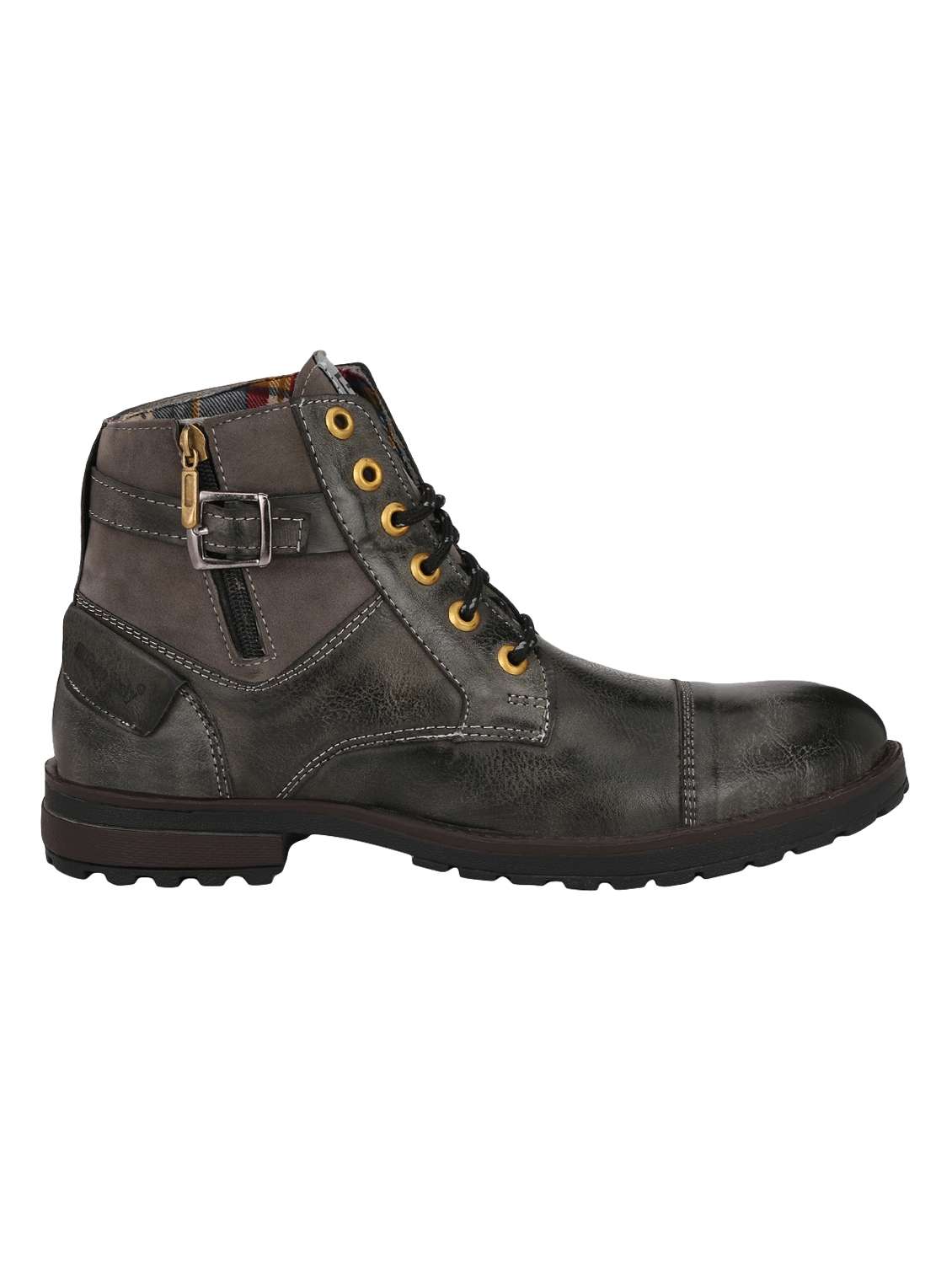 brown leatherette high ankle boots - 16319798 -  Standard Image - 1