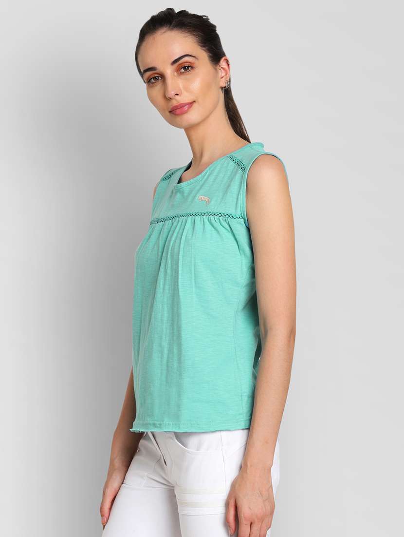 mesh insert gathered detail top - 16322042 - Standard Image - 1