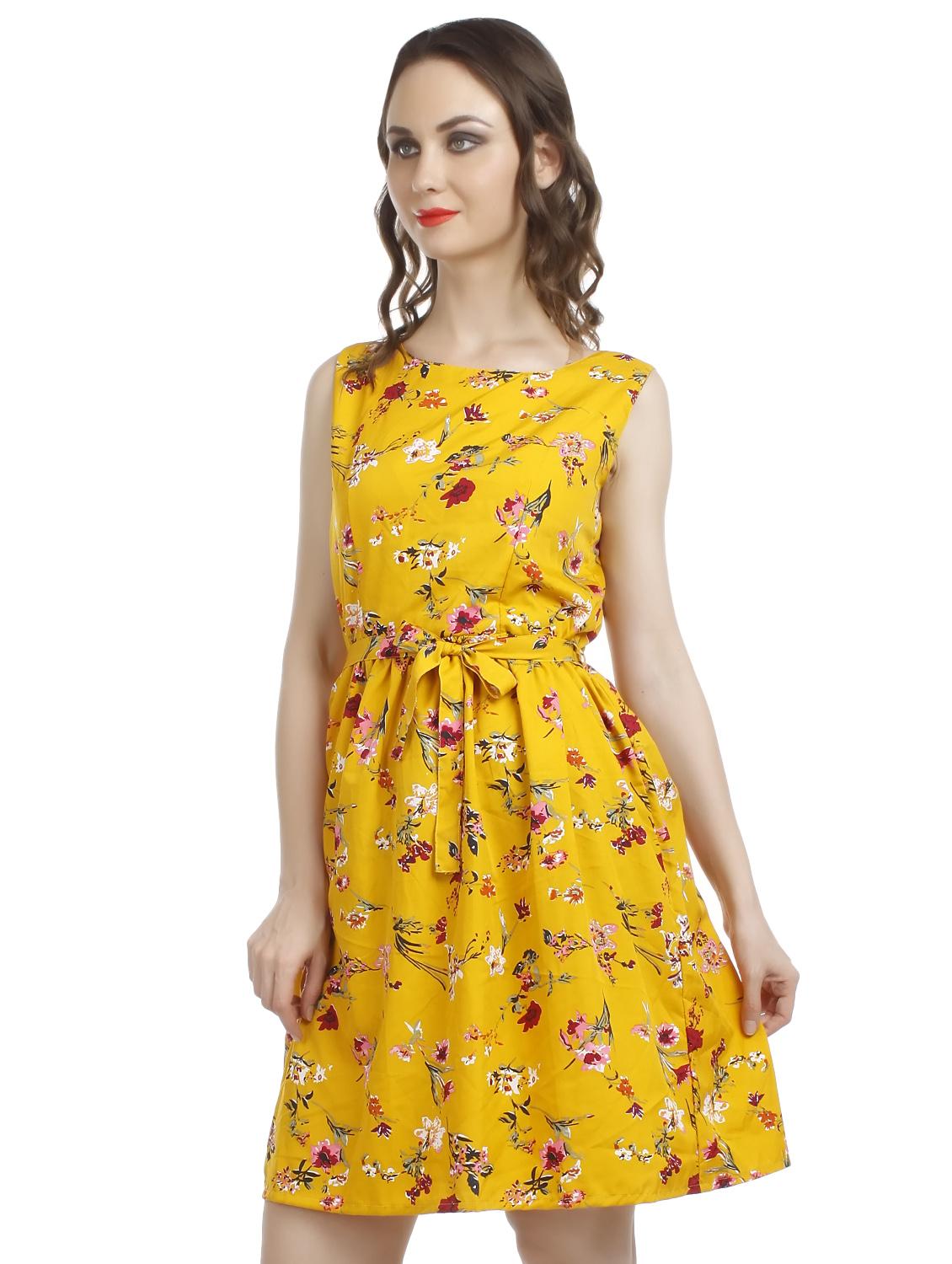 tie knot floral a-line dress - 16322072 - Standard Image - 1