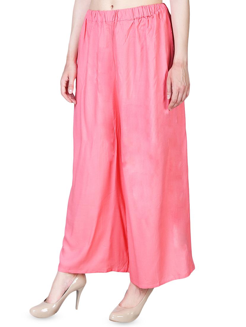 pink rayon flared palazzo - 16322470 - Standard Image - 1
