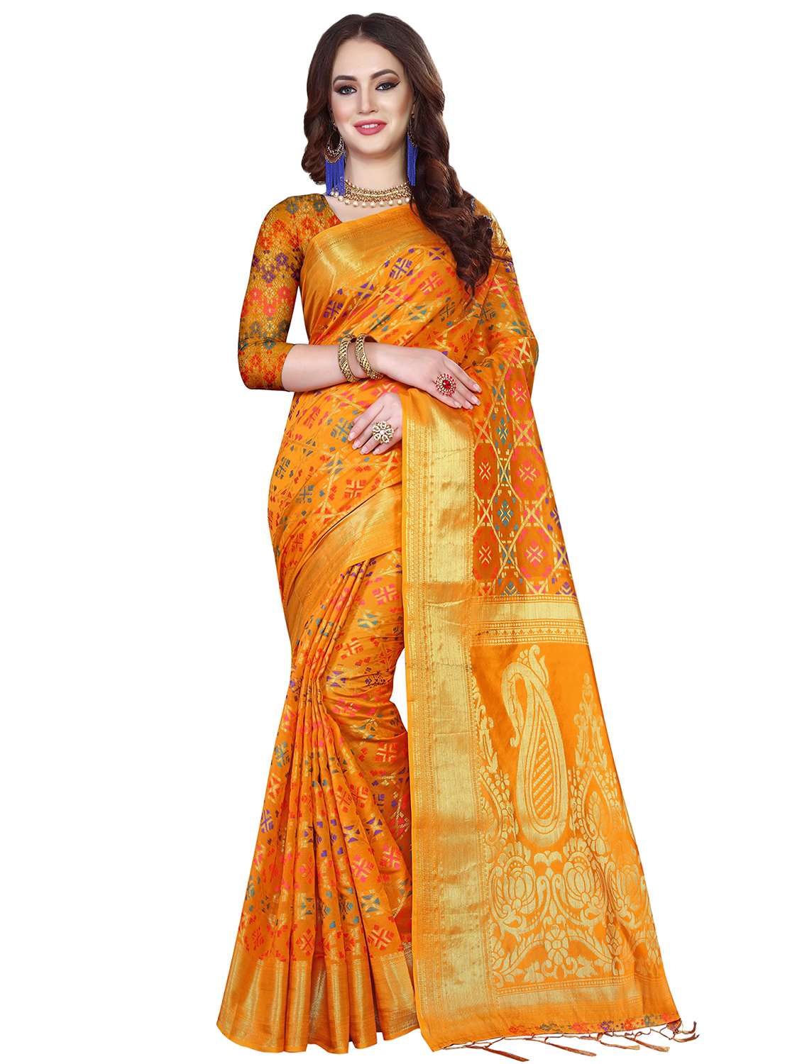 self-design patola saree with blouse