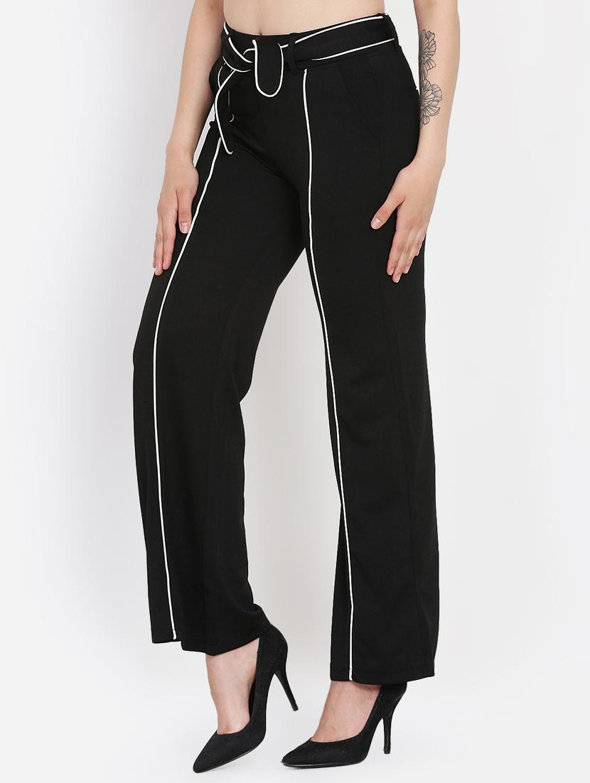 tie front contrast piped trousers - 16323023 -  Standard Image - 1