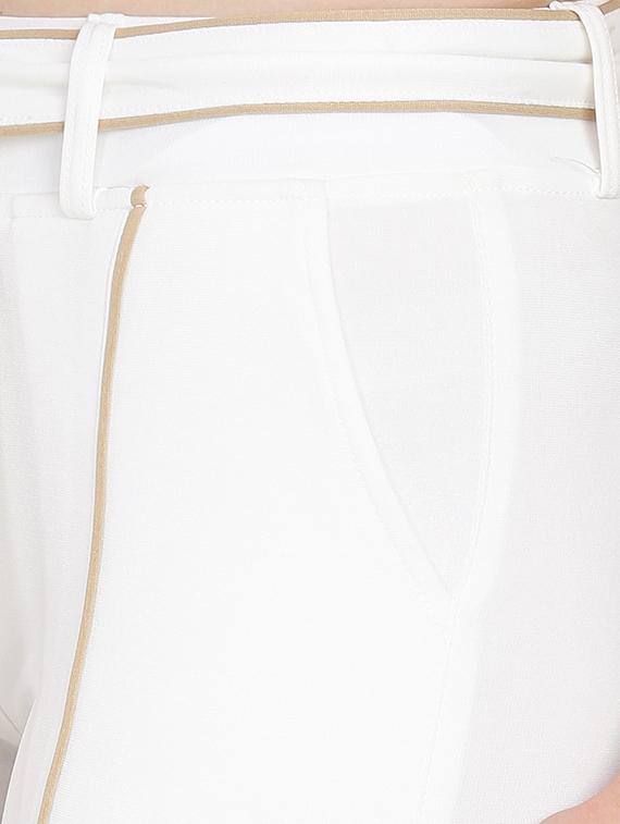 tie front contrast piped trousers - 16323025 - Standard Image - 4