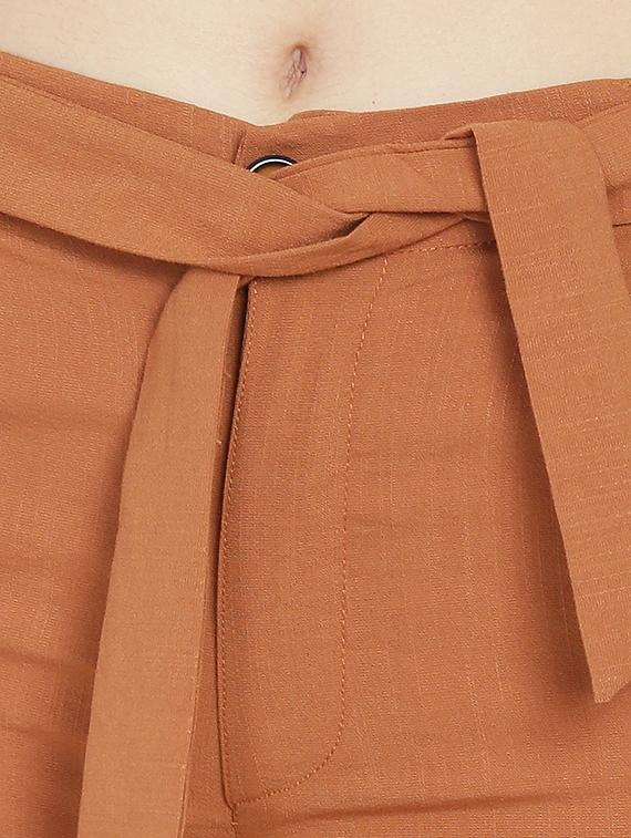 tie up flat front trousers - 16323029 - Standard Image - 4