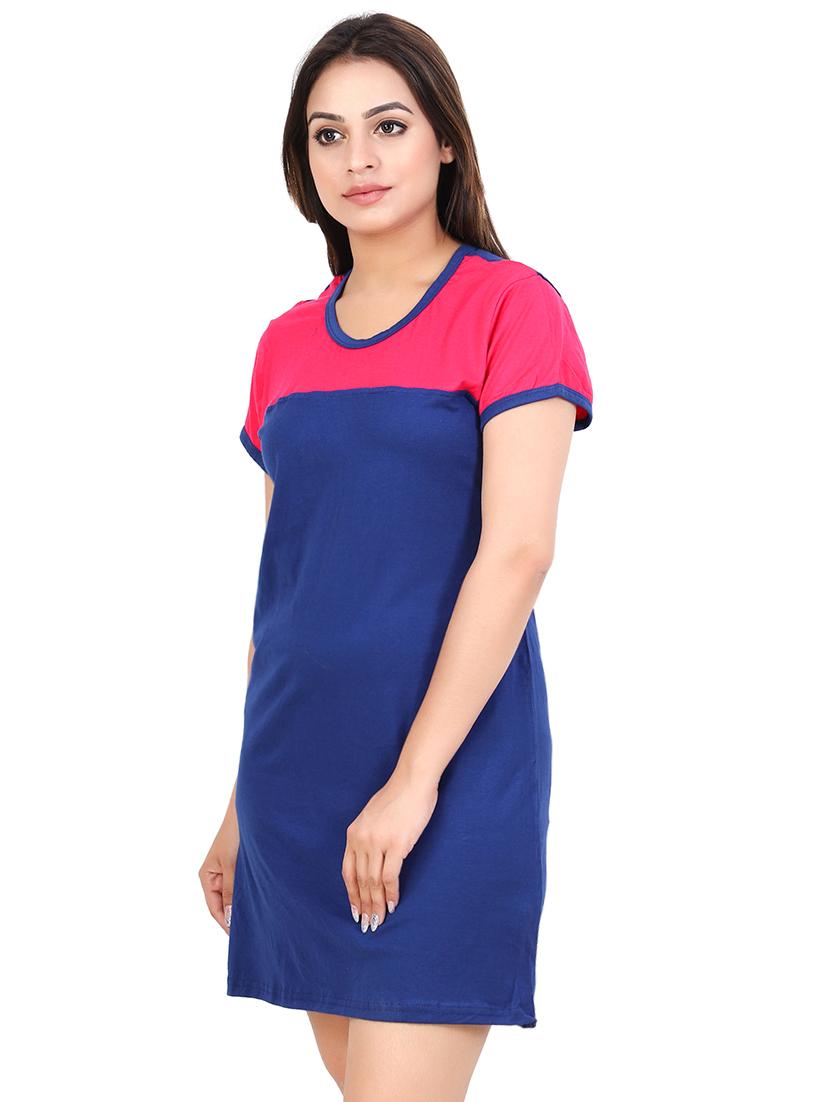 color block round neck nighty - 16325433 - Standard Image - 1