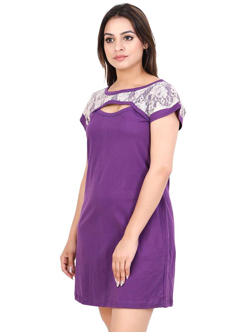 contrast lace cut out detail nighty - 16325434 -  Standard Image - 1