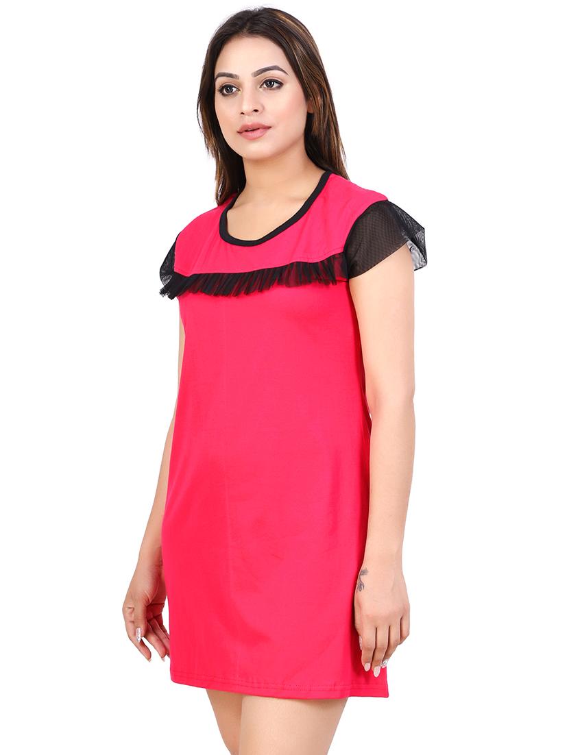 mesh sleeved frill trim nighty - 16325442 -  Standard Image - 1