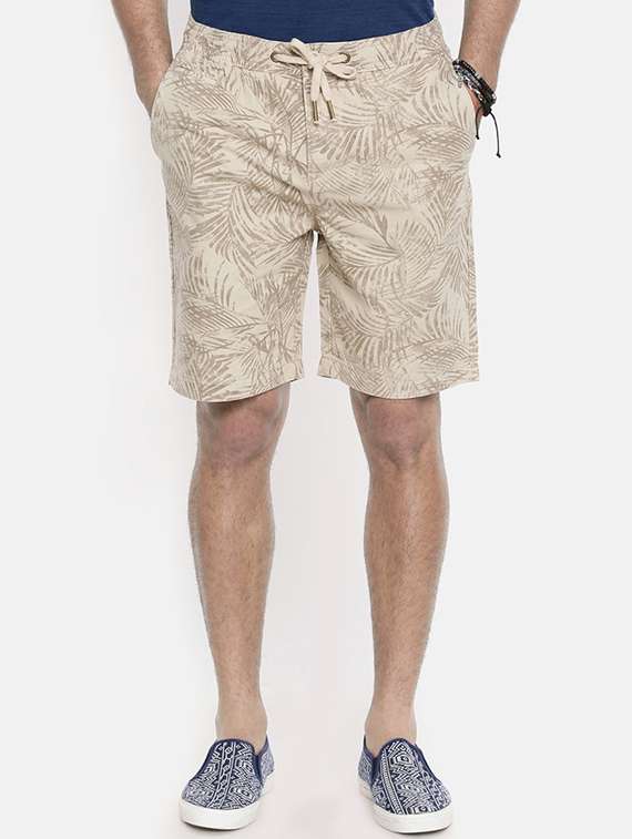 beige printed shorts