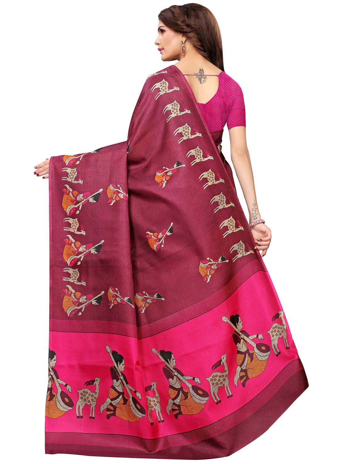 conversational print saree with blouse - 16326523 -  Standard Image - 1
