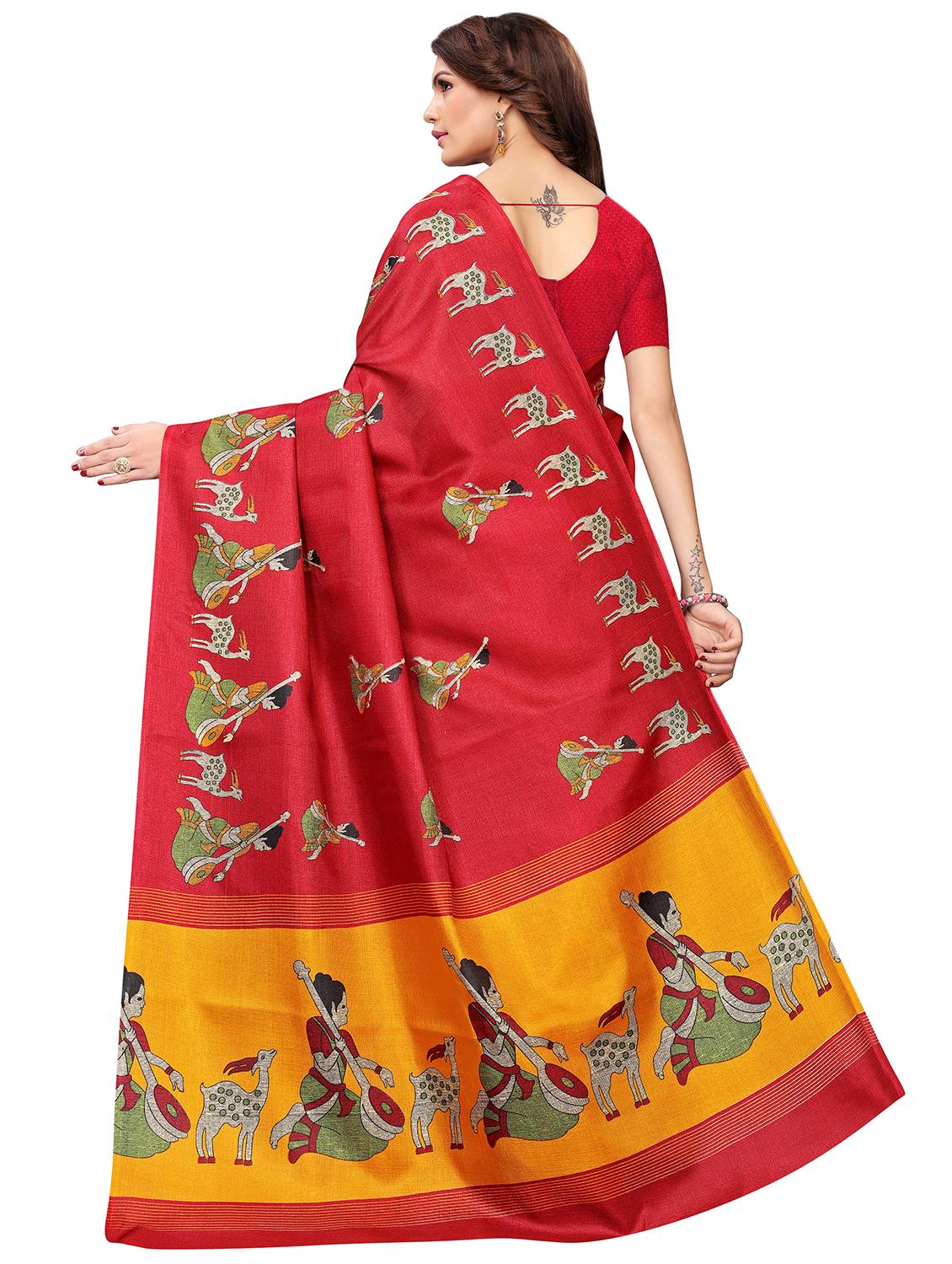 conversational print saree with blouse - 16326526 - Standard Image - 1