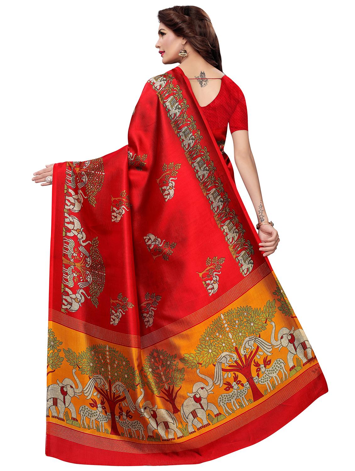 conversational print saree with blouse - 16326531 - Standard Image - 1