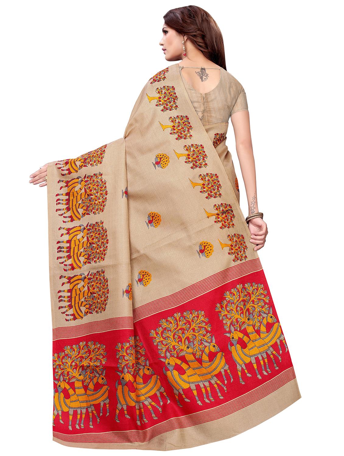 conversational print saree with blouse - 16326537 - Standard Image - 1