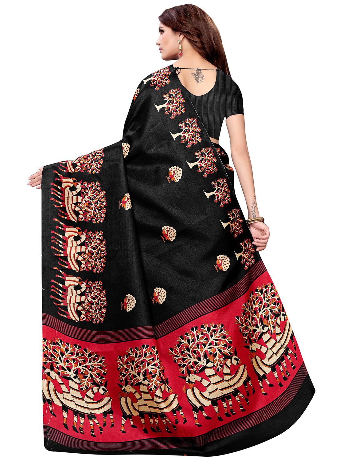 conversational print saree with blouse - 16326538 - Standard Image - 1