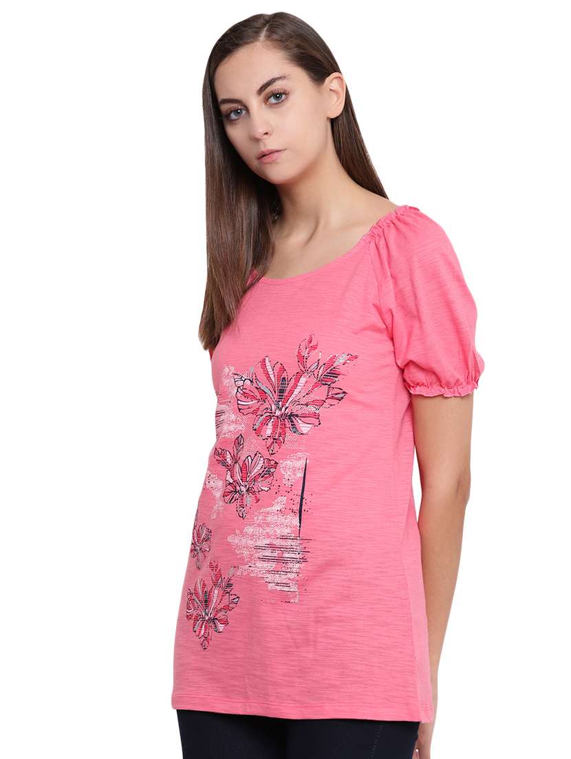 round neck floral top - 16328142 -  Standard Image - 1