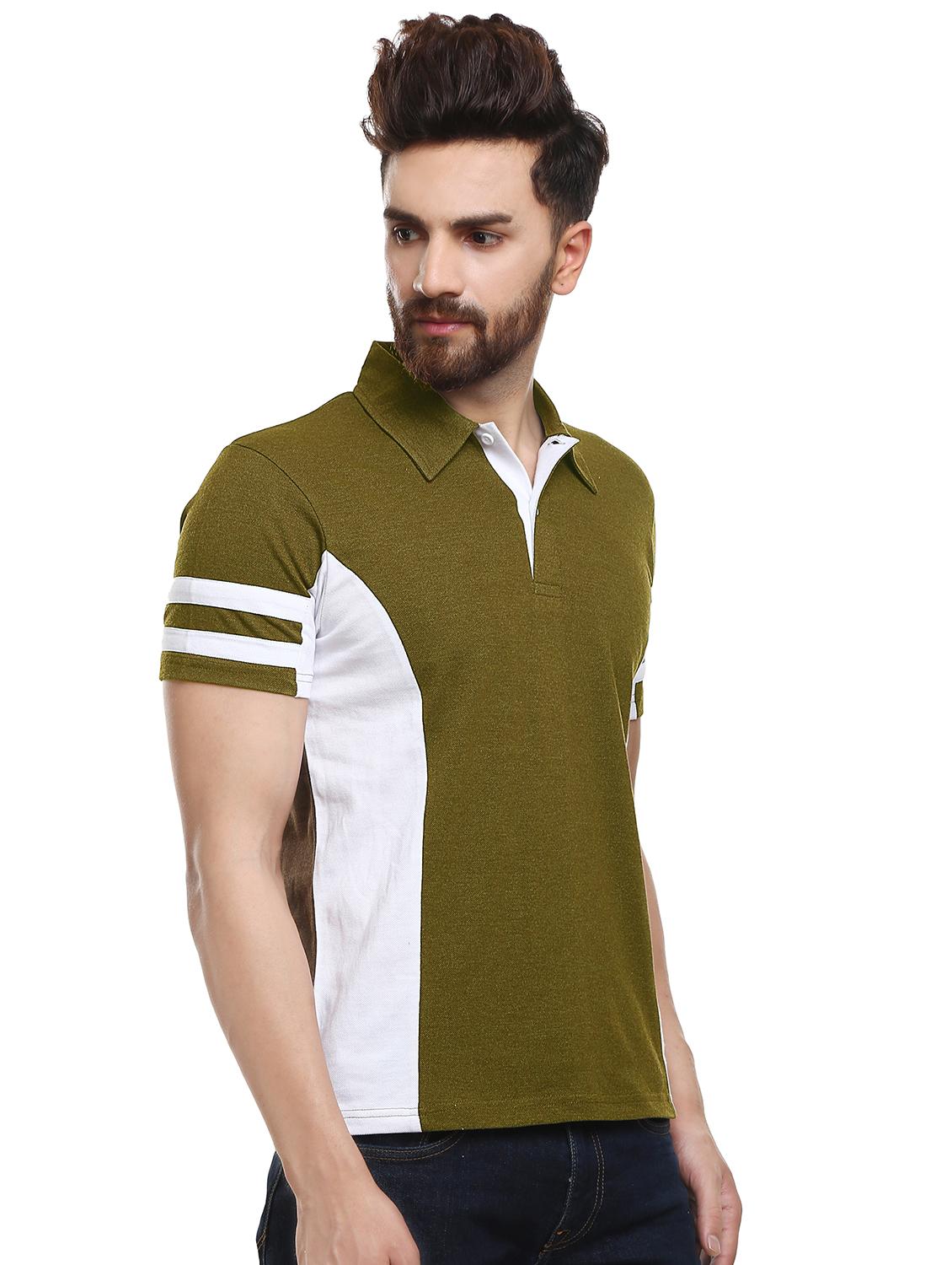 olive green color block tshirt - 16328208 - Standard Image - 1