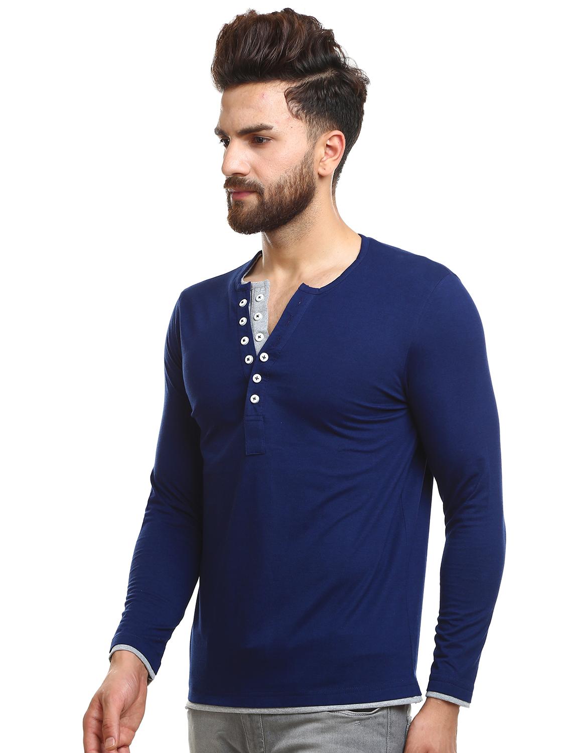 navy blue solid tshirt - 16328215 - Standard Image - 1