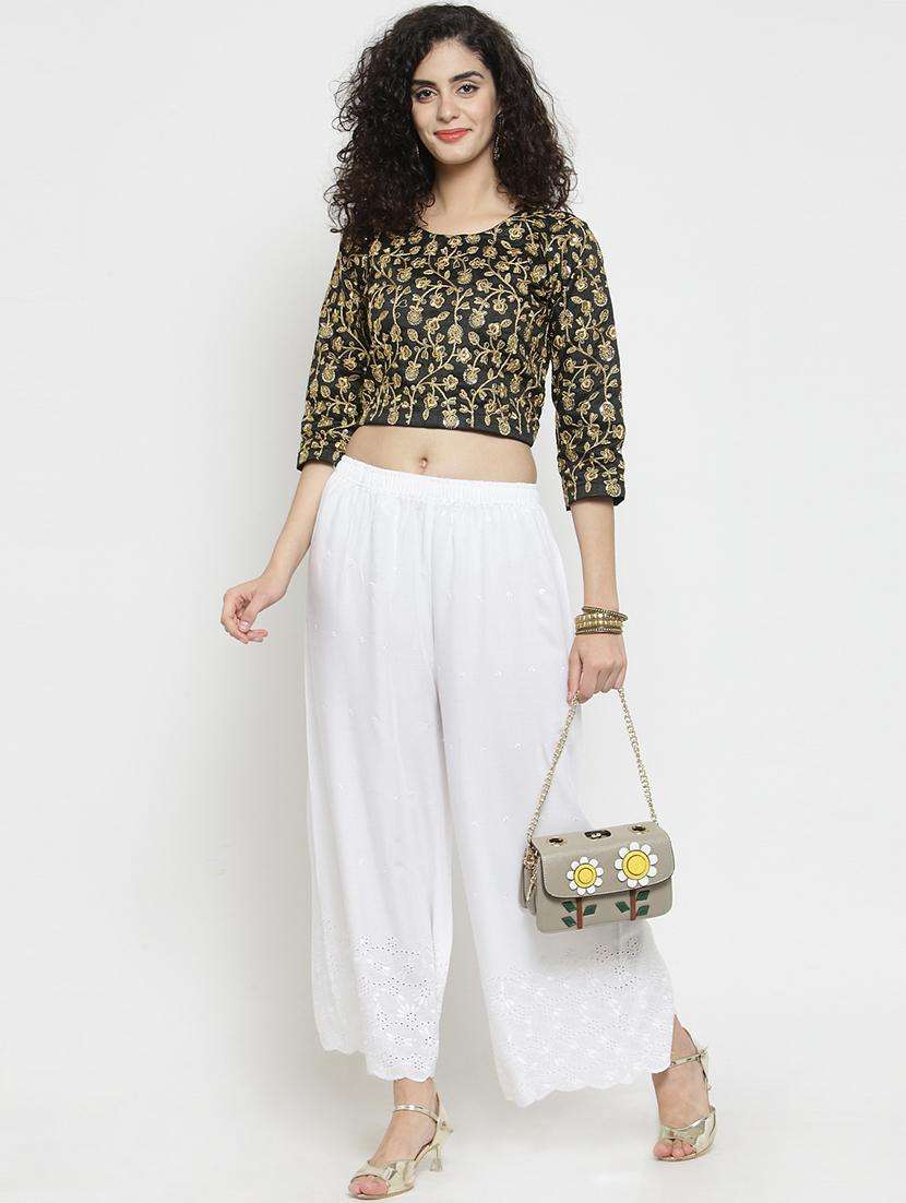 chikankari straight palazzo  - 16329373 -  Standard Image - 4