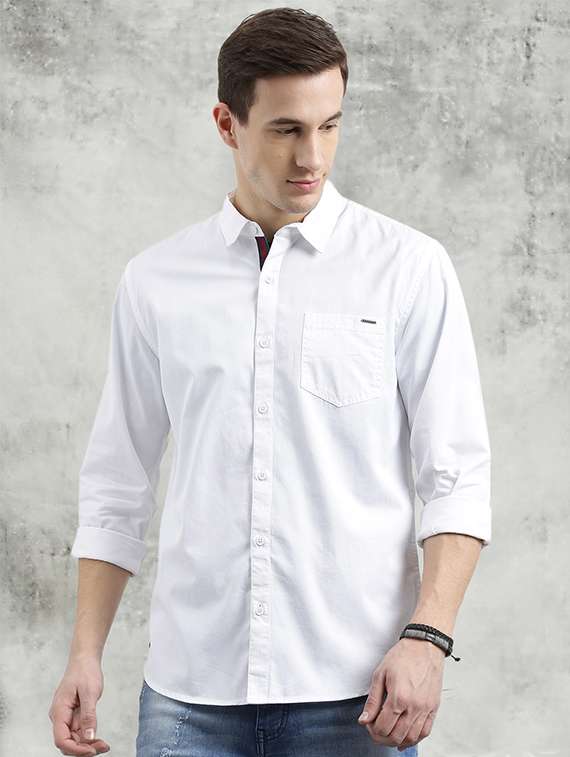 white solid casual shirt
