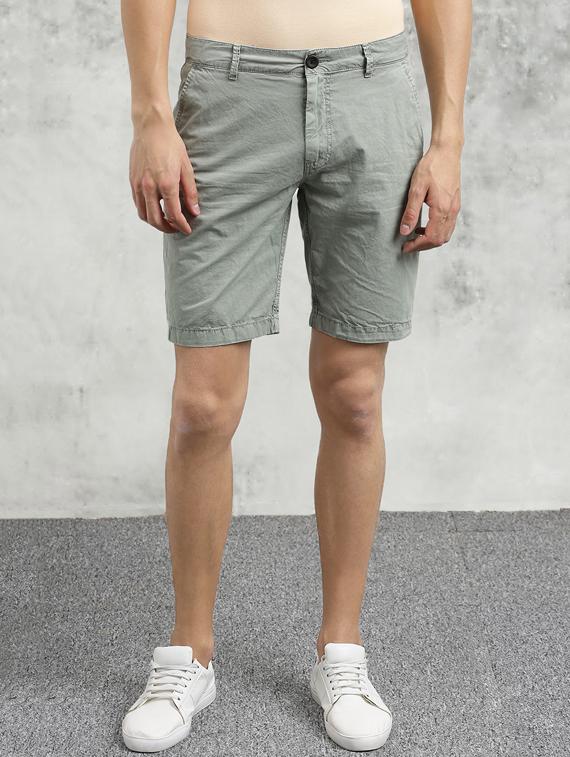 green solid shorts