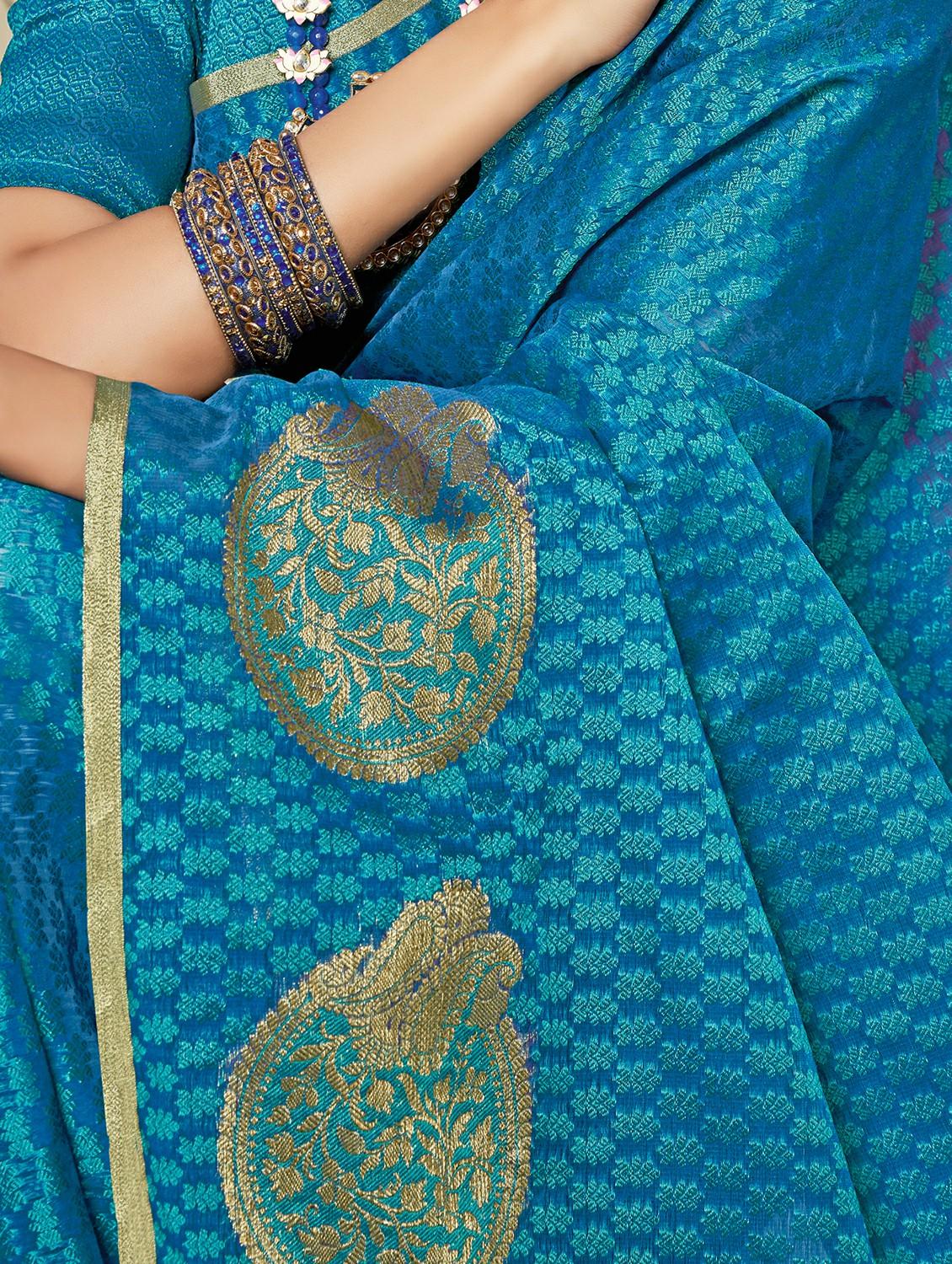 self-design banarasi saree with blouse - 16330794 - Standard Image - 1