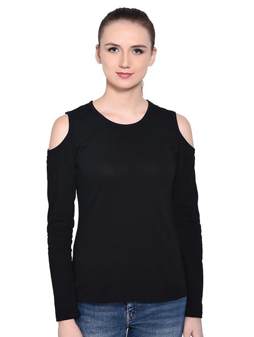 cold shoulder solid top - 16331284 - Standard Image - 0