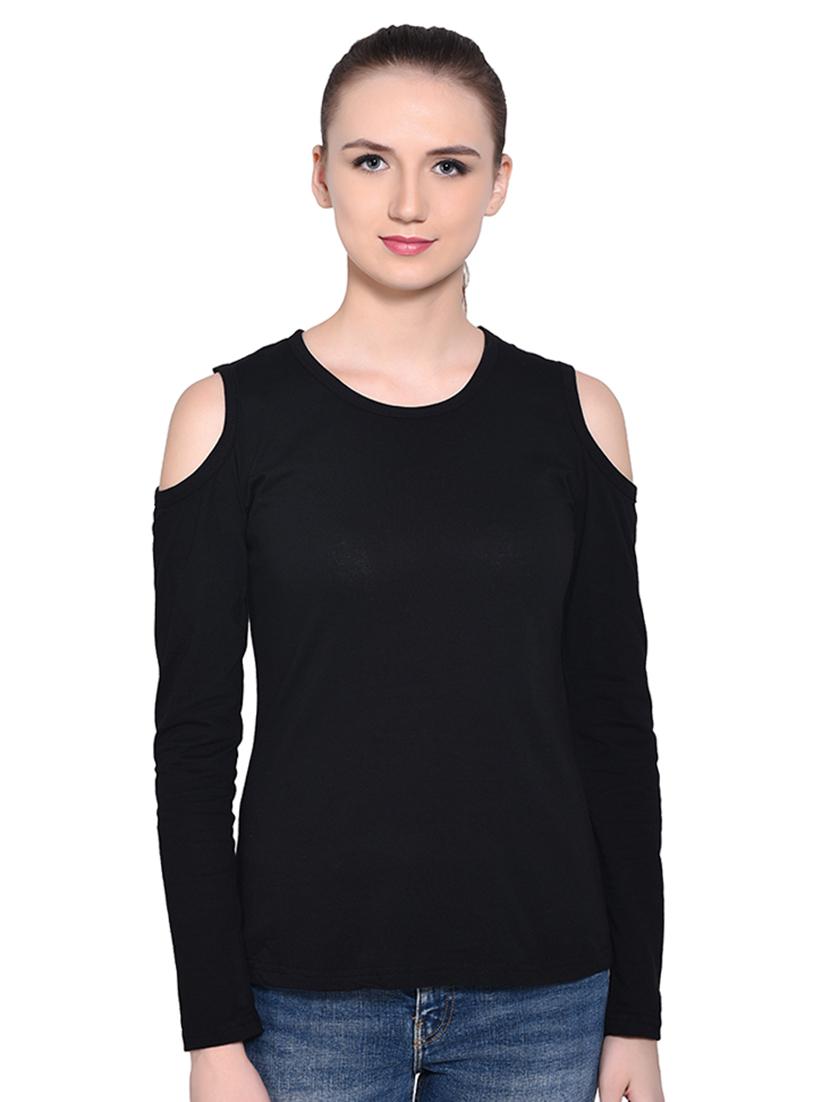 cold shoulder solid top - 16331284 - Zoom Image - 0