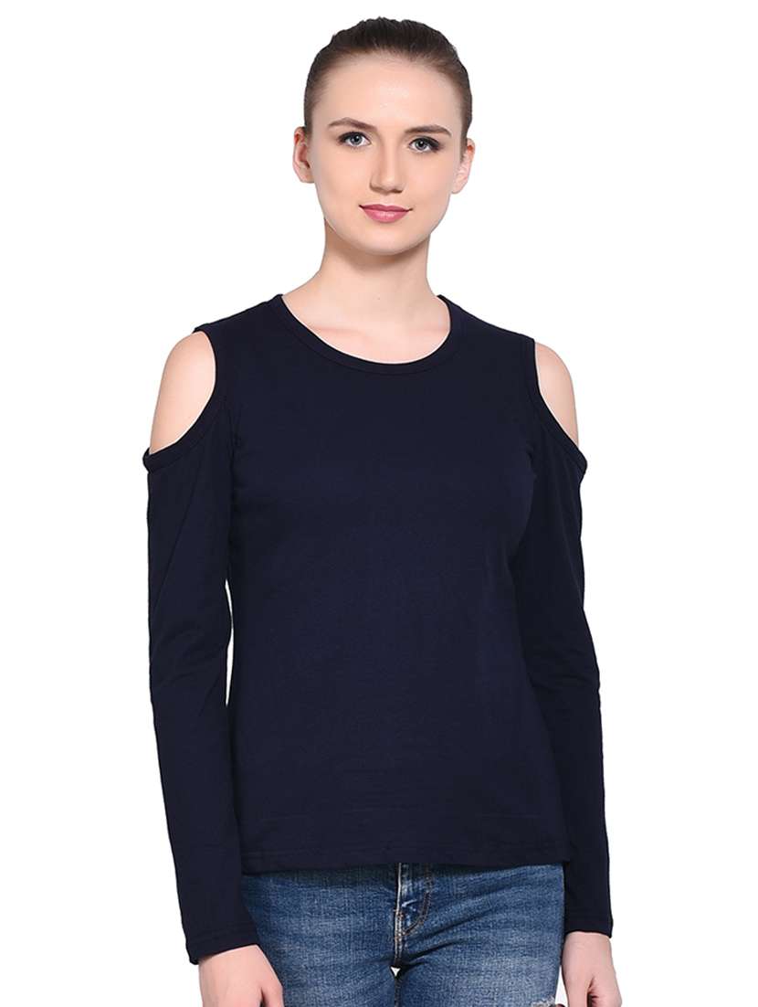 cold shoulder solid top - 16331285 -  Zoom Image - 0